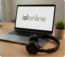 Ordenador preparado para una sesión de soporte remoto mediante ISL Online